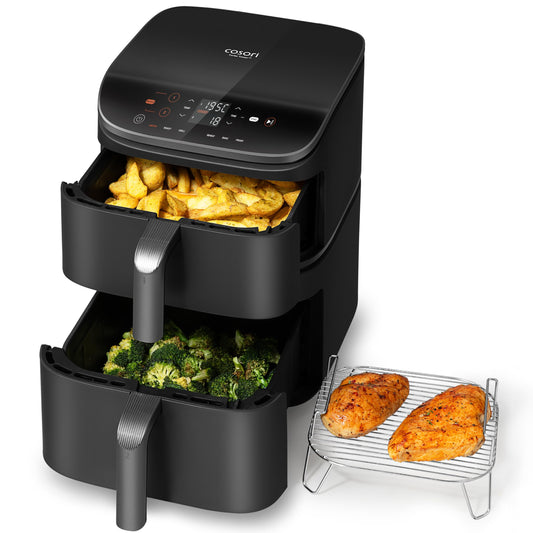 COSORI 8.5L Dual Basket Air Fryer – 2 Chambers, 8 Functions & Windows