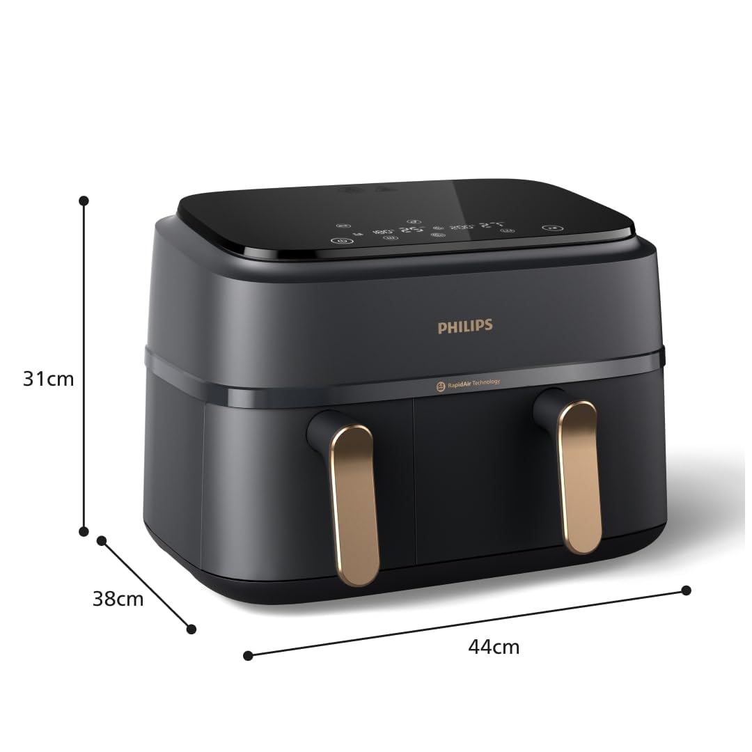 Philips Dual Basket Airfryer 9L – 2 Zones, Sync Function & RapidAir Plus