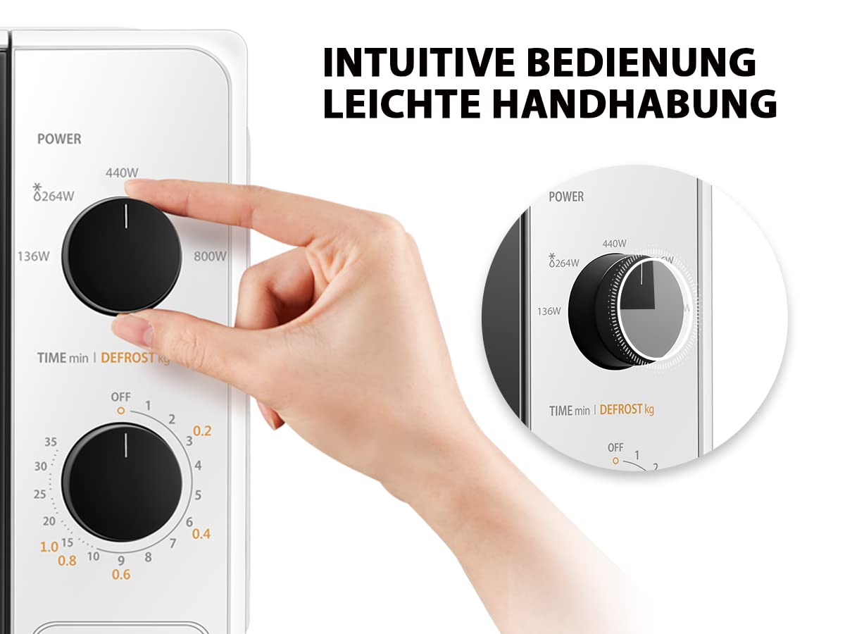 Toshiba MW2-MM20PF(BK) Microwave, Solo Microwave 20 l, 800 W, 5 Power Levels with Practical Defrost Function, LED Lighting in Interior, Black