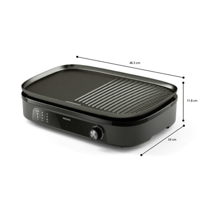 Philips Sandwichmaker 5000 Serie, 750 W, Panini, Waffeln, Sandwichplatten, Schwarz/Silber (HD2350/80)
