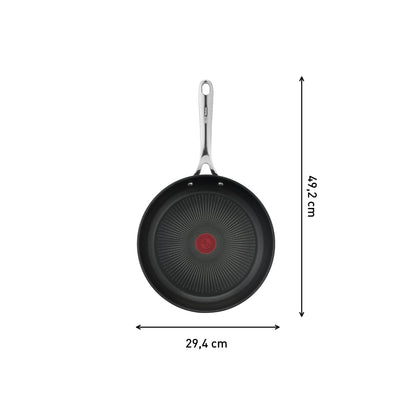 Tefal Jamie Oliver Cook's Direct On E3040644 Frying Pan 28 cm, Non-Stick, Suitable for Induction Cookers, Oven Safe, Stainless Steel Riveted Handle