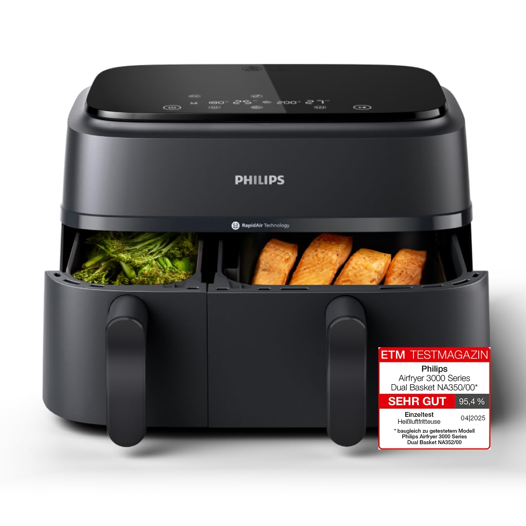 Philips Dual Basket Airfryer 9L – 2 Zones, Sync Function & RapidAir Plus