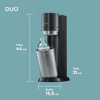SodaStream Duo Titanium Starter Kit – Includes 2 Glass & 2 Plastic Bottles + Cylinder