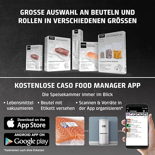 CASO Advanced Vacuum Sealer - Film Sealing Device - Extend the Shelf Life of Your Food - Ideal For Portioning and Storing Food