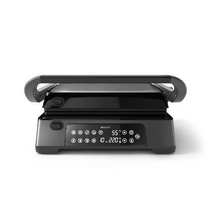 Philips Sandwichmaker 5000 Serie, 750 W, Panini, Waffeln, Sandwichplatten, Schwarz/Silber (HD2350/80)