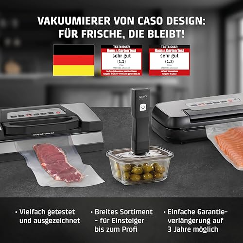 CASO Advanced Vacuum Sealer - Film Sealing Device - Extend the Shelf Life of Your Food - Ideal For Portioning and Storing Food