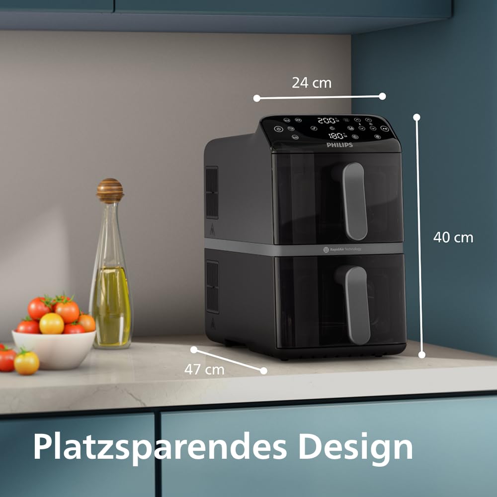 Philips Dual Basket Airfryer 9L – 2 Zones, Sync Function & RapidAir Plus