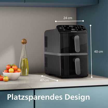 Philips Dual Basket Airfryer 9L – 2 Zones, Sync Function & RapidAir Plus