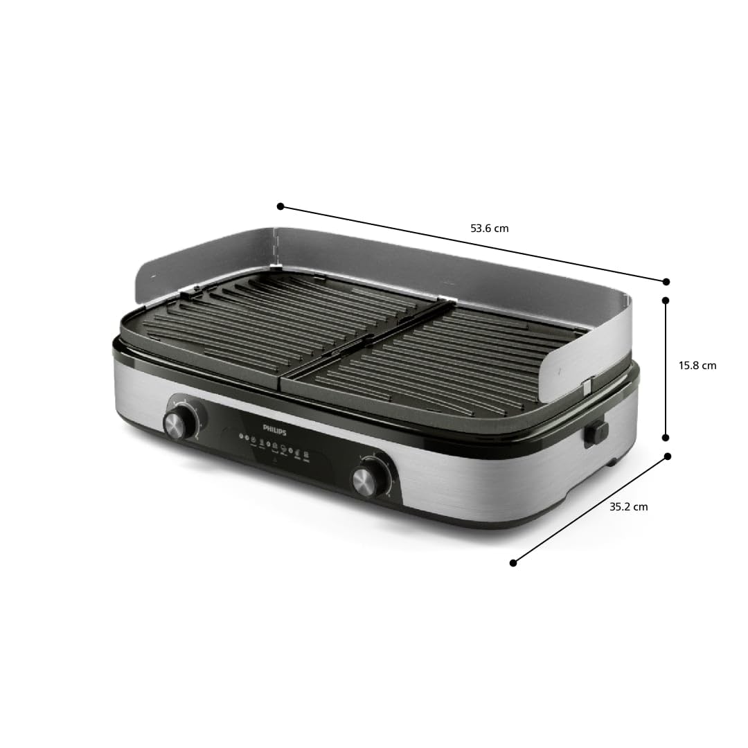Philips Sandwichmaker 5000 Serie, 750 W, Panini, Waffeln, Sandwichplatten, Schwarz/Silber (HD2350/80)