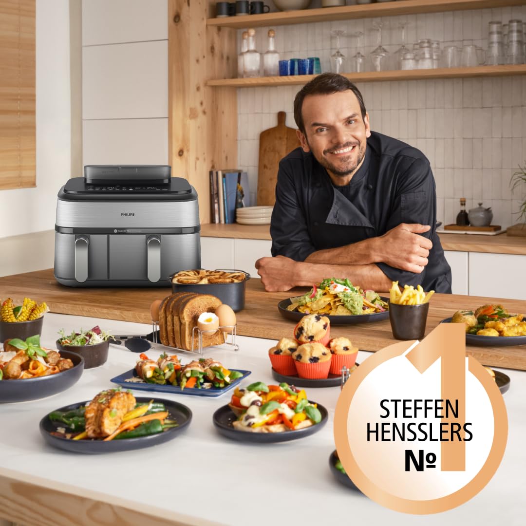 Philips Dual Basket Airfryer 9L – 2 Zones, Sync Function & RapidAir Plus