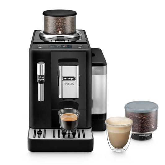 De'Longhi Rivelia – Interchangeable Bean Hopper, 16 Drinks & Touch Display