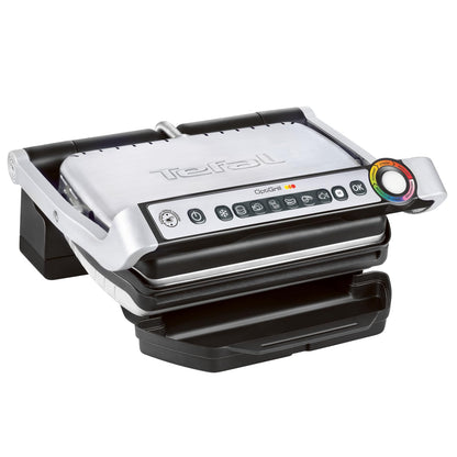 Tefal OptiGrill Contact Grill, 6 Programmes, Cooking Level Display, Removable Plates, Manual Mode, Electric Grill, Stainless Steel, GC705D16
