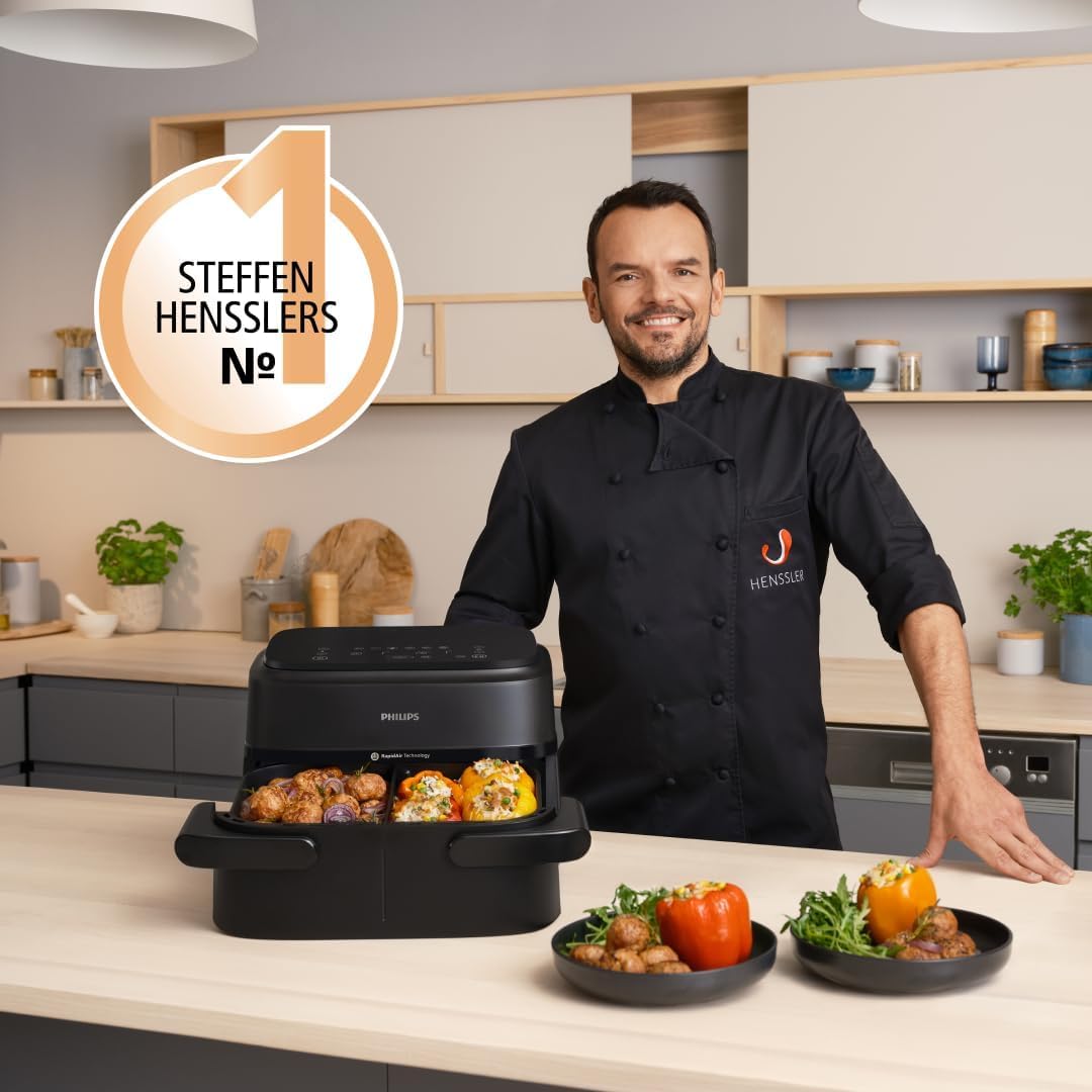 Philips Dual Basket Airfryer 9L – 2 Zones, Sync Function & RapidAir Plus