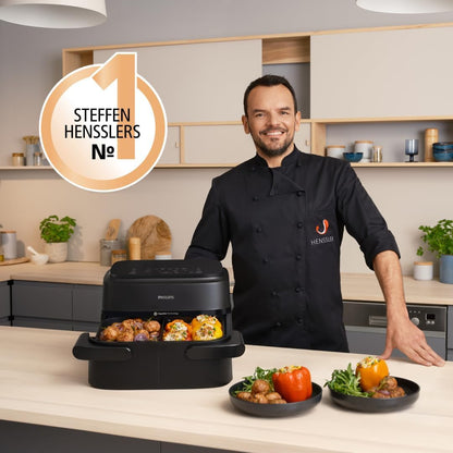 Philips Dual Basket Airfryer 9L – 2 Zones, Sync Function & RapidAir Plus