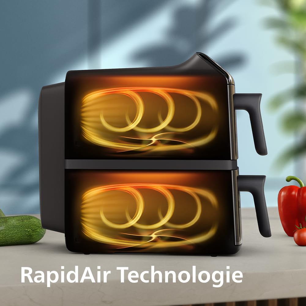 Philips Dual Basket Airfryer 9L – 2 Zones, Sync Function & RapidAir Plus