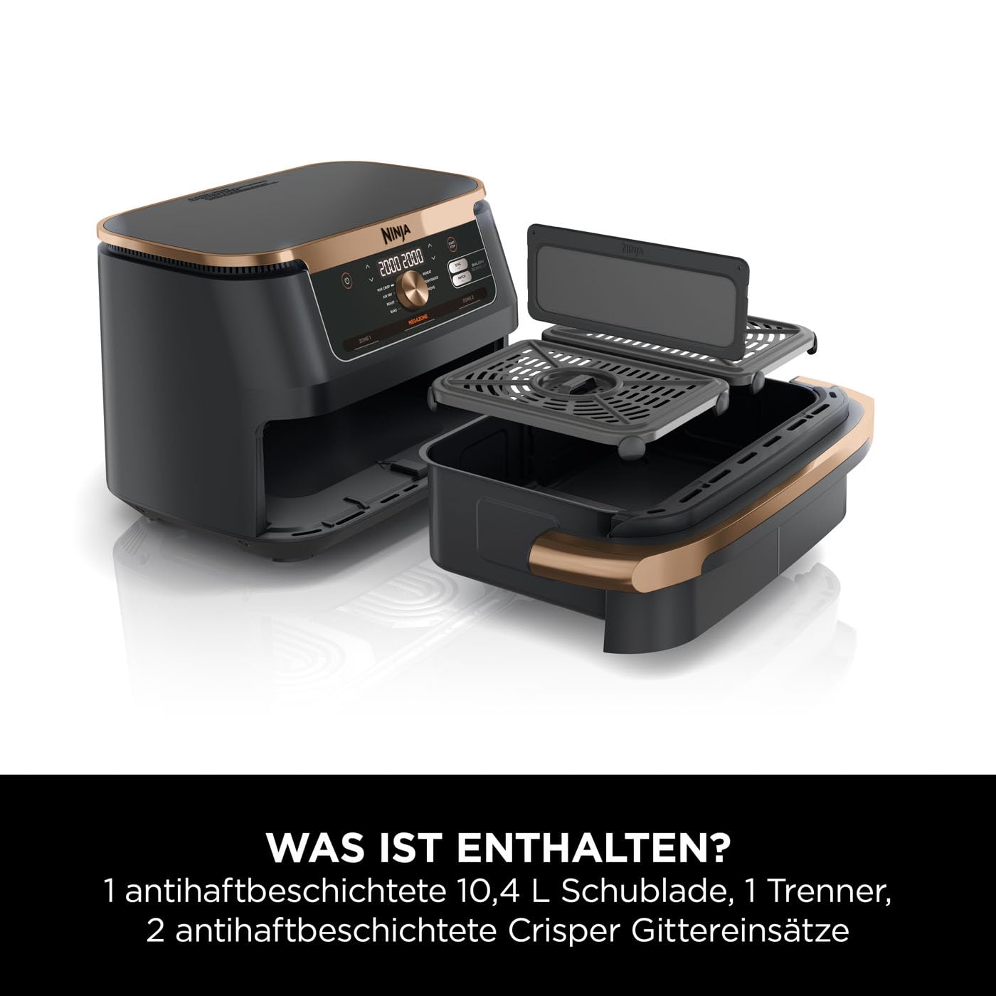 Ninja Foodi FlexDrawer – 10.4L MegaZone with Removable Divider (Copper)