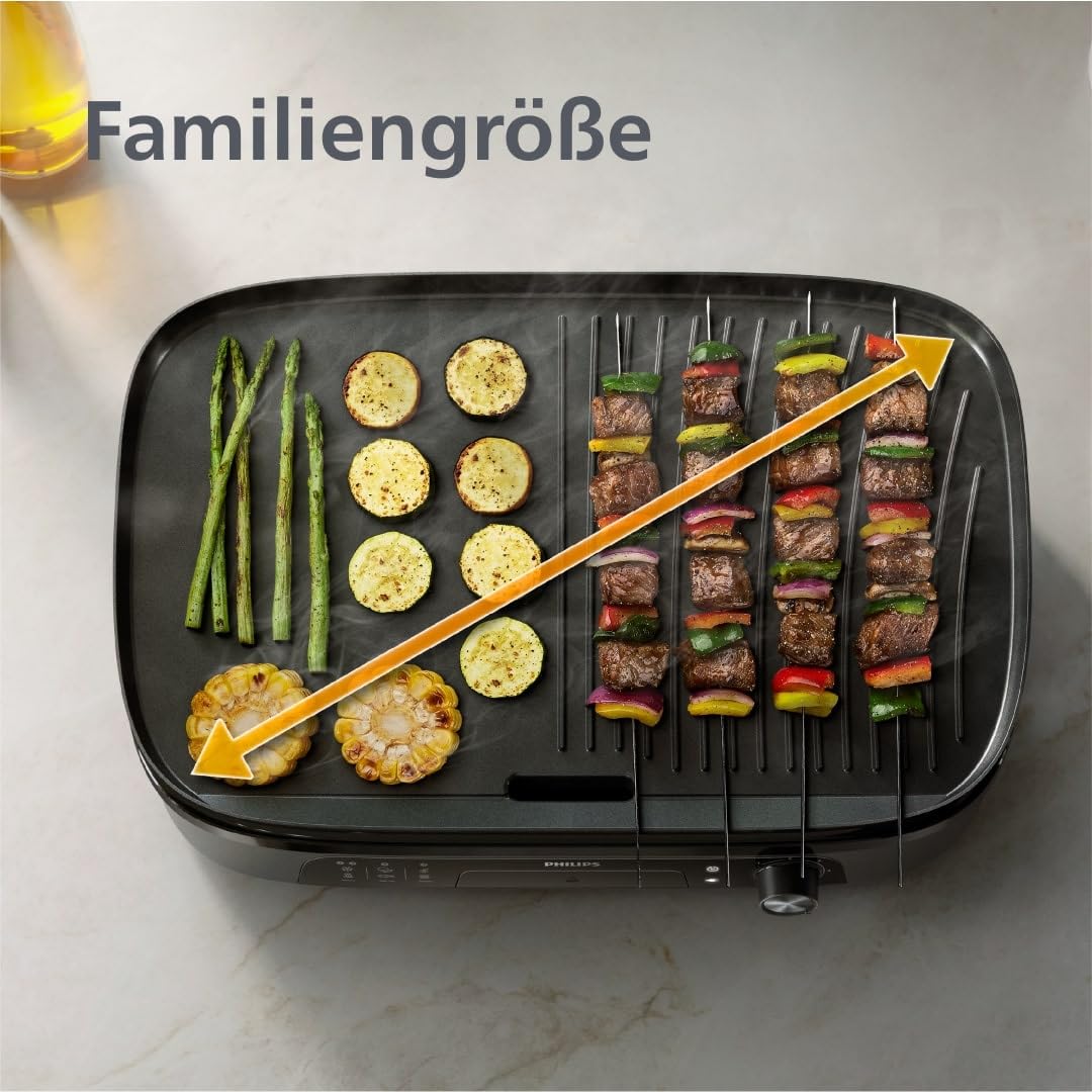Philips Sandwichmaker 5000 Serie, 750 W, Panini, Waffeln, Sandwichplatten, Schwarz/Silber (HD2350/80)