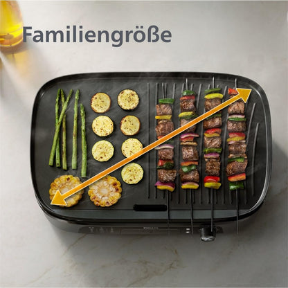 Philips Sandwichmaker 5000 Serie, 750 W, Panini, Waffeln, Sandwichplatten, Schwarz/Silber (HD2350/80)