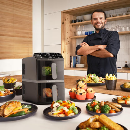 Philips Dual Basket Airfryer 9L – 2 Zones, Sync Function & RapidAir Plus