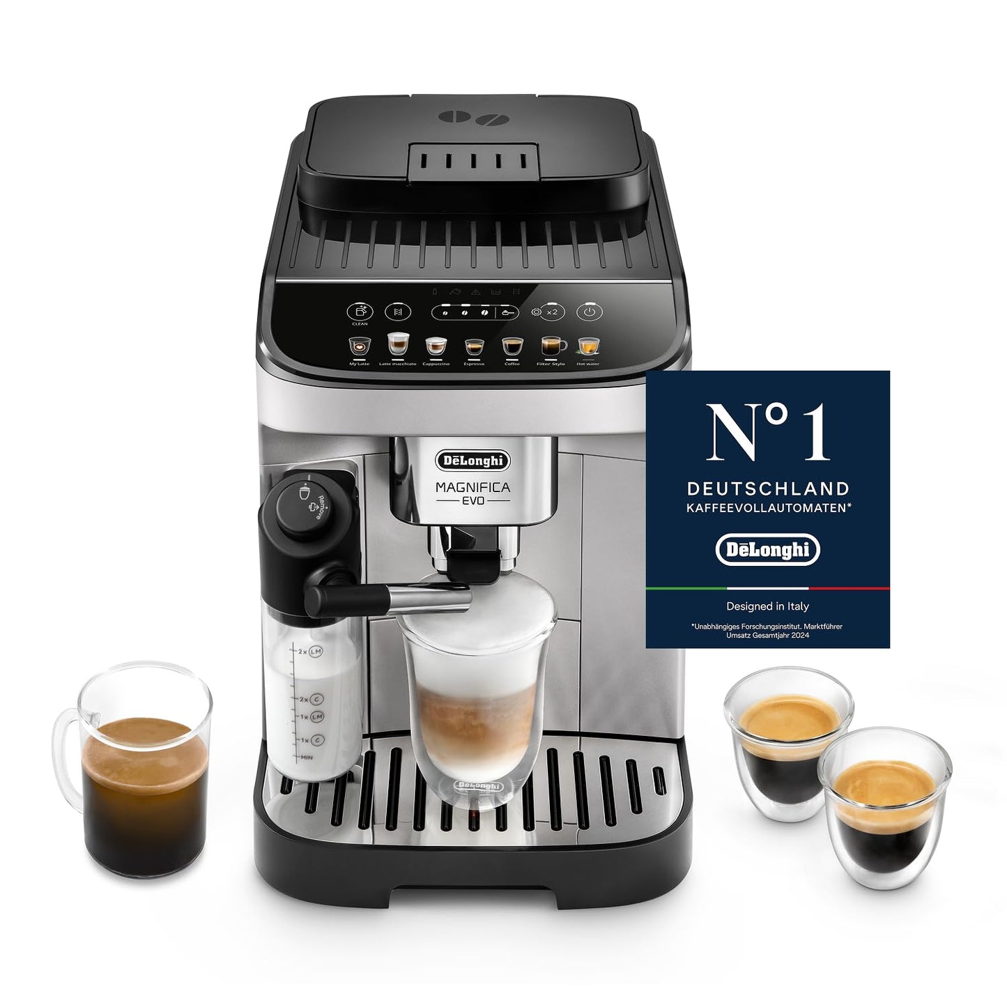 De'Longhi Magnifica Evo – One-Touch Cappuccino, Milk System & 4 Recipes