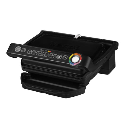 Tefal OptiGrill Contact Grill, 6 Programmes, Cooking Level Display, Removable Plates, Manual Mode, Electric Grill, Stainless Steel, GC705D16