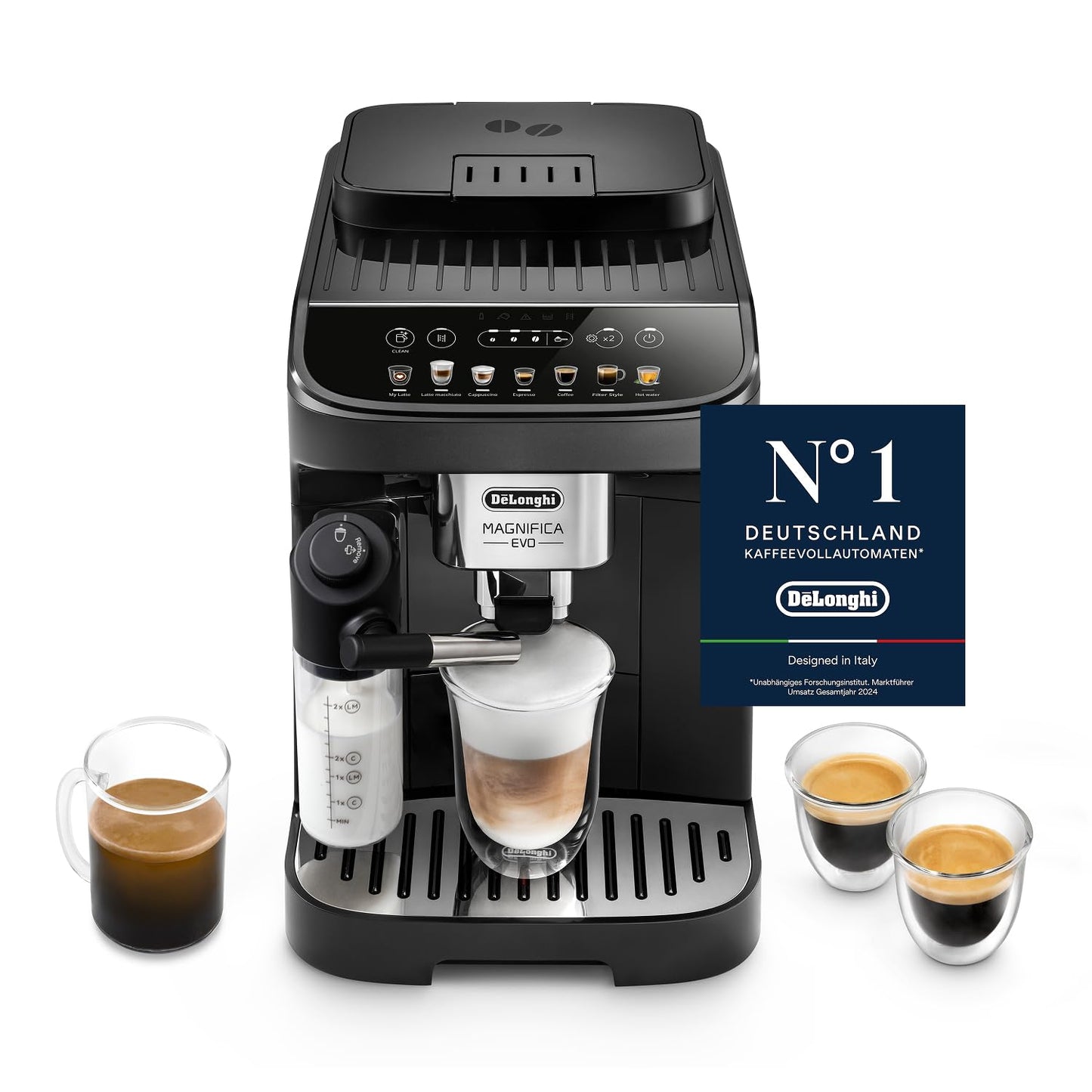 De'Longhi Magnifica Evo – One-Touch Cappuccino, Milk System & 4 Recipes