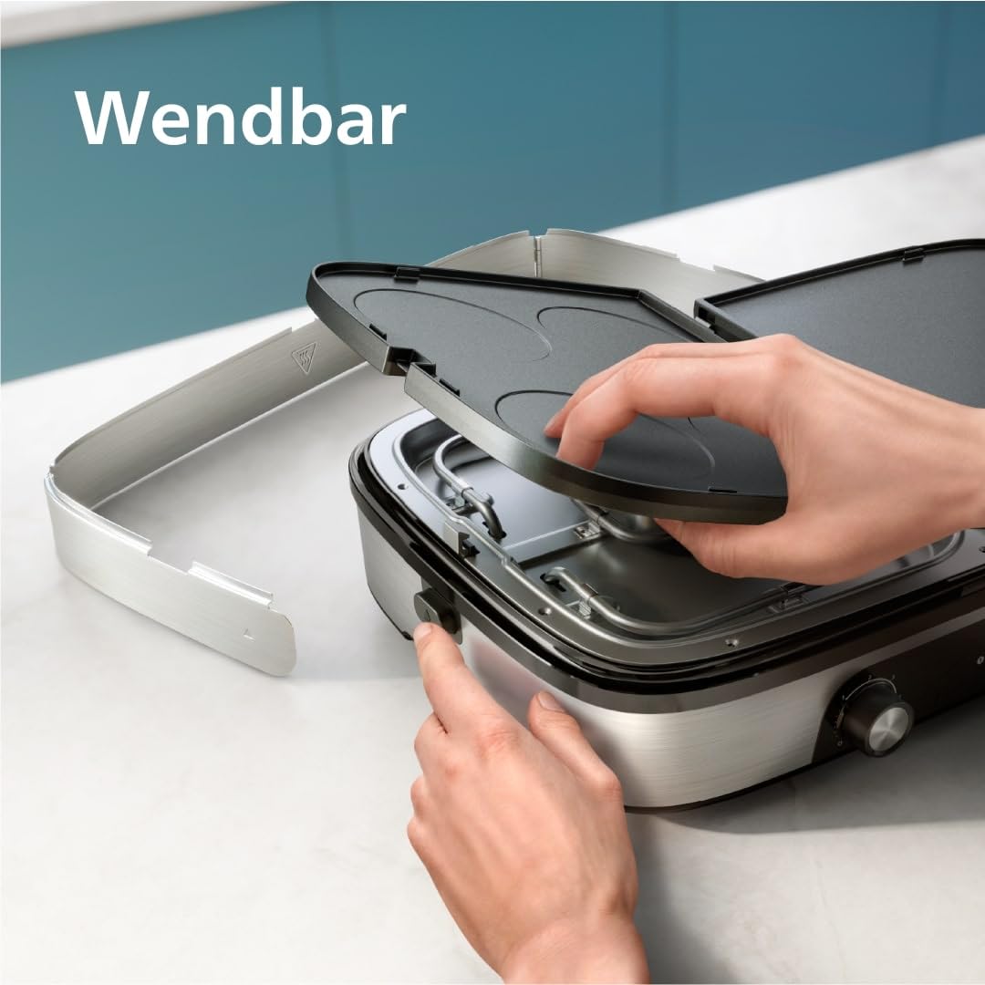 Philips Sandwichmaker 5000 Serie, 750 W, Panini, Waffeln, Sandwichplatten, Schwarz/Silber (HD2350/80)