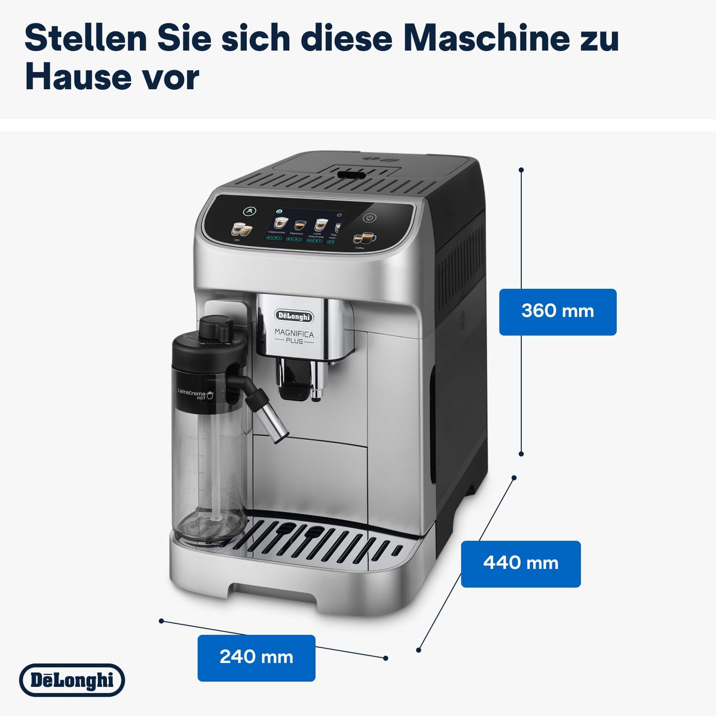 De'Longhi Magnifica Evo Next – 13 Drinks, Color Touch Display & LatteCrema