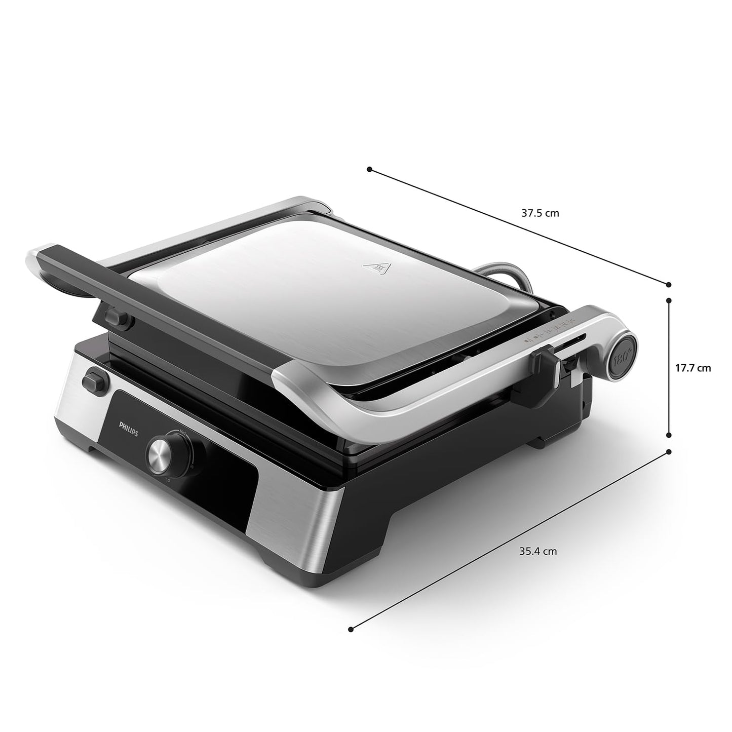 Philips Sandwichmaker 5000 Serie, 750 W, Panini, Waffeln, Sandwichplatten, Schwarz/Silber (HD2350/80)