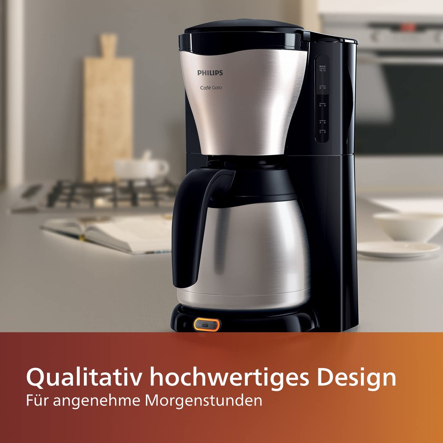 Philips HD7546 / 20 Gaia filter coffee machine with thermo jug, black / metal