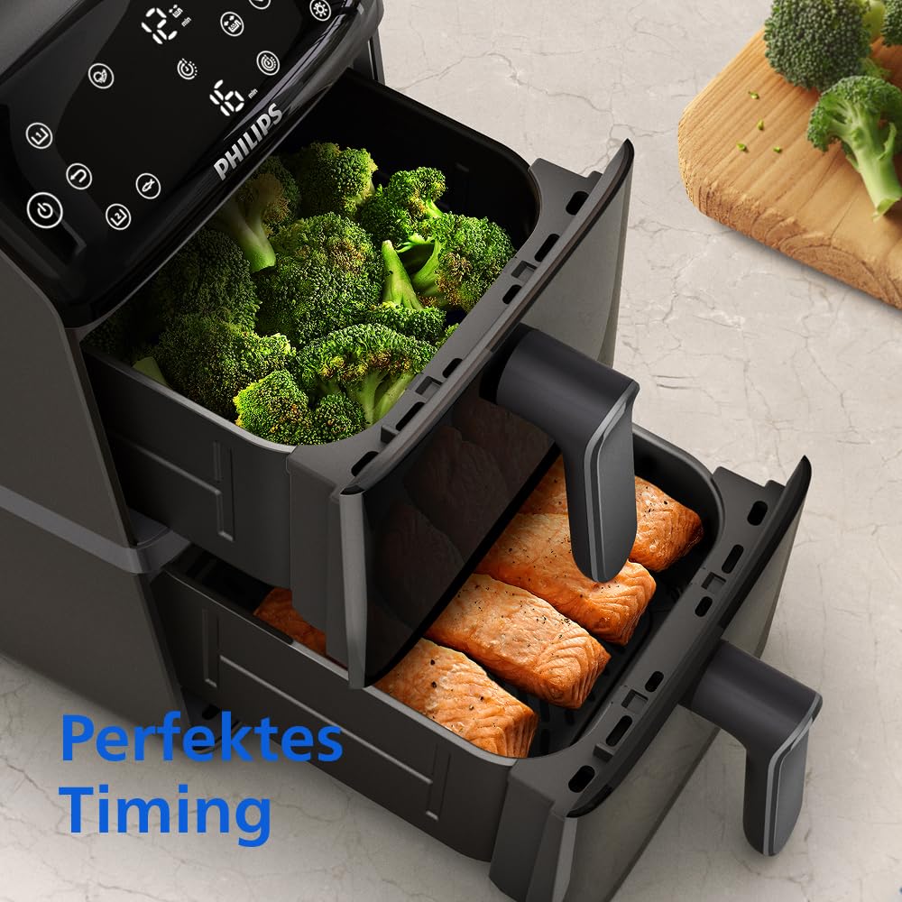 Philips Dual Basket Airfryer 9L – 2 Zones, Sync Function & RapidAir Plus