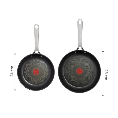 Tefal Jamie Oliver Cook's Direct On E3040644 Frying Pan 28 cm, Non-Stick, Suitable for Induction Cookers, Oven Safe, Stainless Steel Riveted Handle