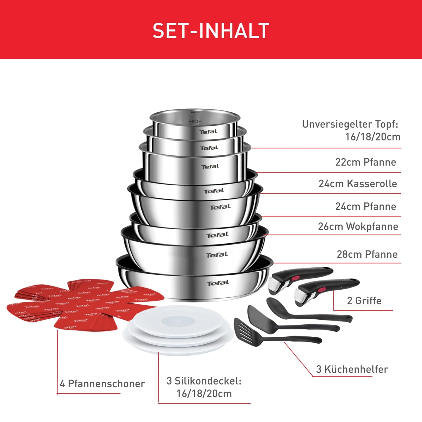 Tefal Ingenio Emotion L897SK 20-Piece Pan & Pot Set with Accessories