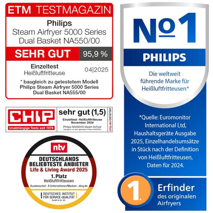 Philips Dual Basket Airfryer 9L – 2 Zones, Sync Function & RapidAir Plus