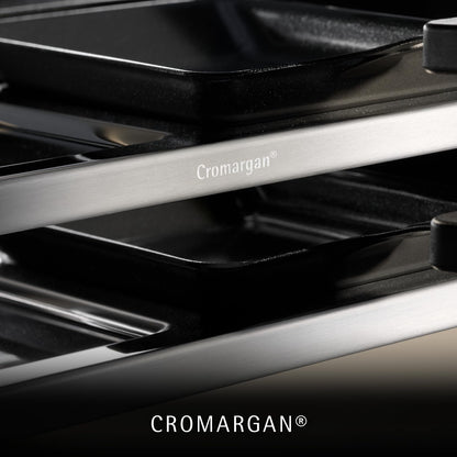 WMF Lono Raclette grill with pans and sliders, raclette 8 people, 1500 W, matt stainless steel