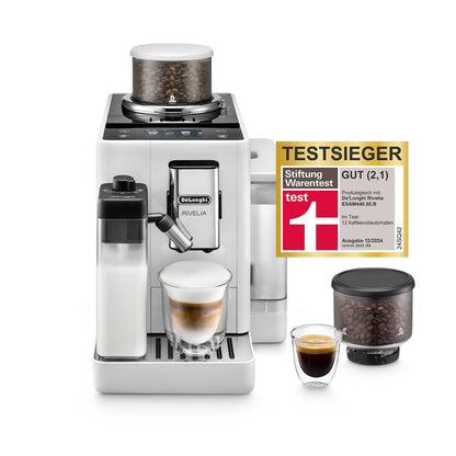 De'Longhi Rivelia – Interchangeable Bean Hopper, 16 Drinks & Touch Display