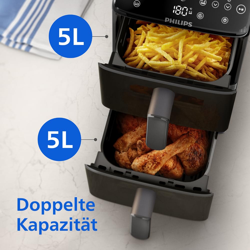 Philips Dual Basket Airfryer 9L – 2 Zones, Sync Function & RapidAir Plus