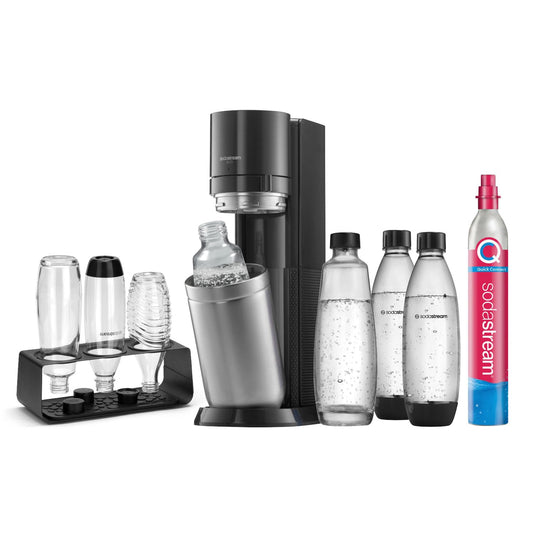 SodaStream Duo Titanium Starter Kit – Includes 2 Glass & 2 Plastic Bottles + Cylinder