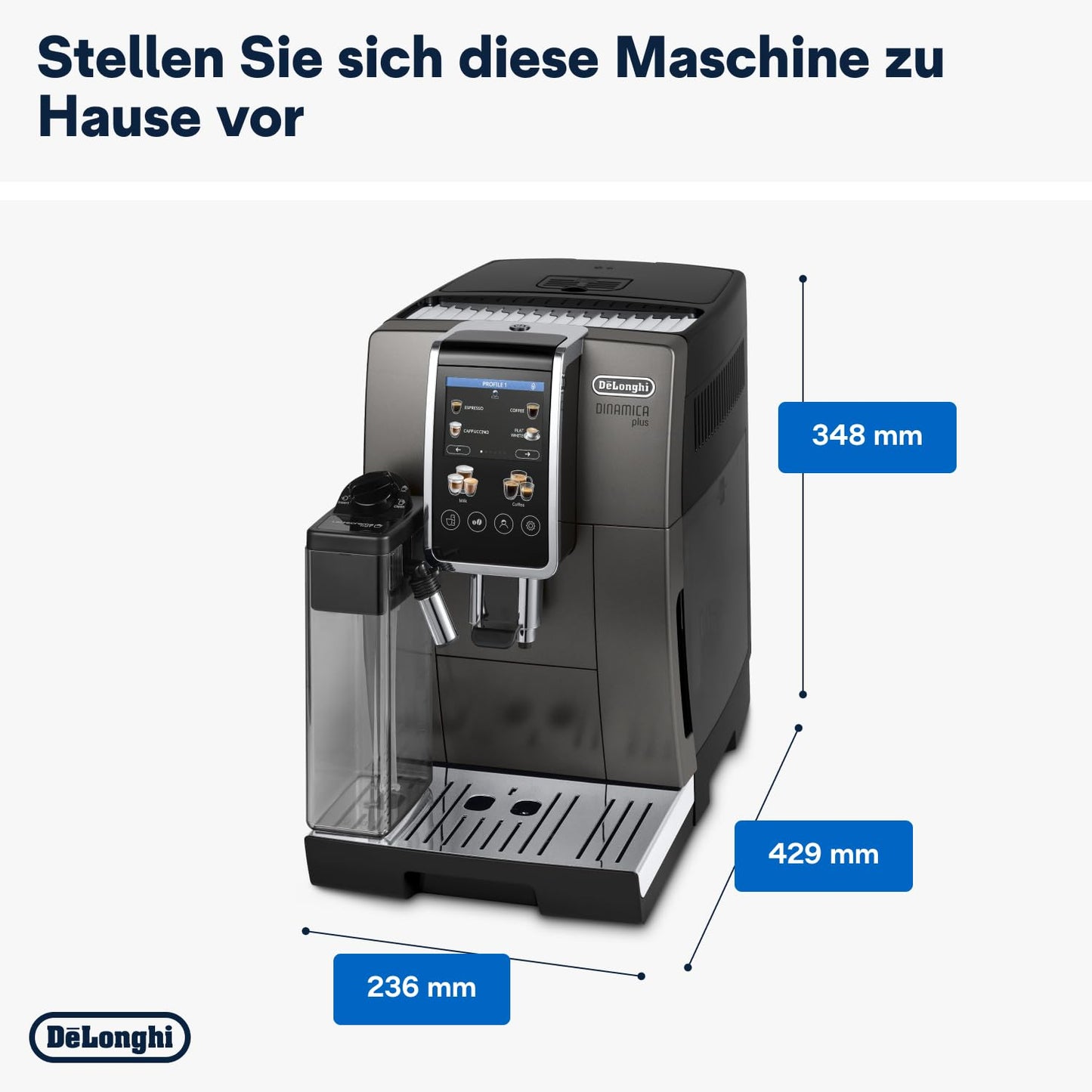 De'Longhi Dinamica Plus – 24 Recipes, LatteCrema System & 3.5" Touch Display