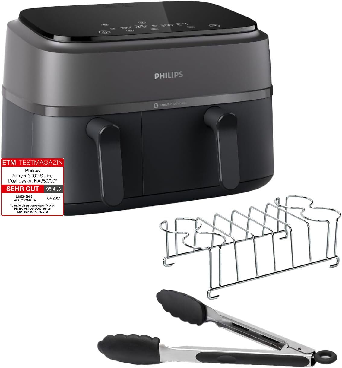 Philips Dual Basket Airfryer 9L – 2 Zones, Sync Function & RapidAir Plus