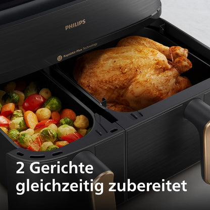 Philips Dual Basket Airfryer 9L – 2 Zones, Sync Function & RapidAir Plus