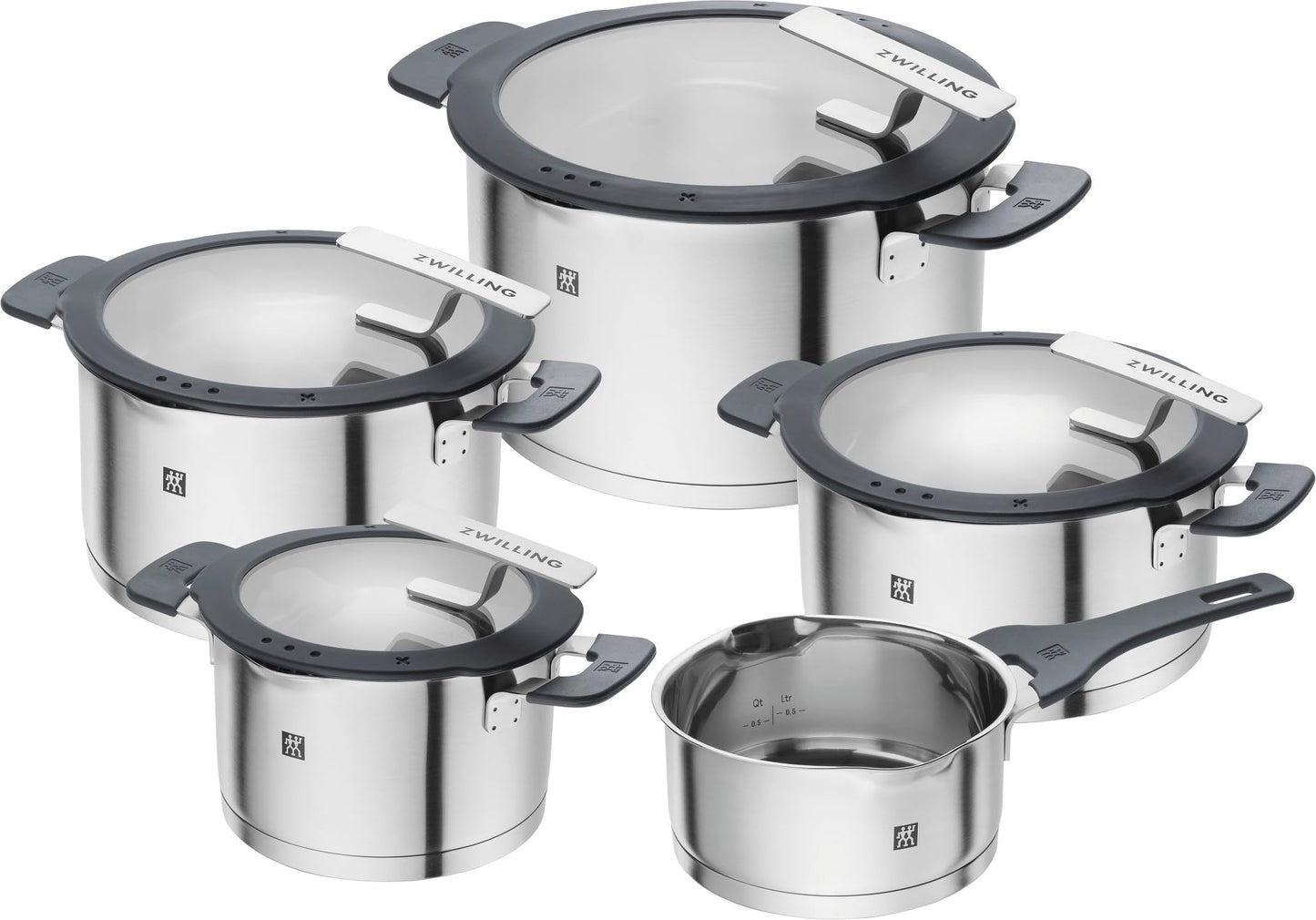 Feature-Highlight (Best for Practical Buyers) ZWILLING Simplify 5-Piece Pot Set with Integrated Strainer Lids