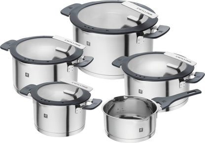 Feature-Highlight (Best for Practical Buyers) ZWILLING Simplify 5-Piece Pot Set with Integrated Strainer Lids