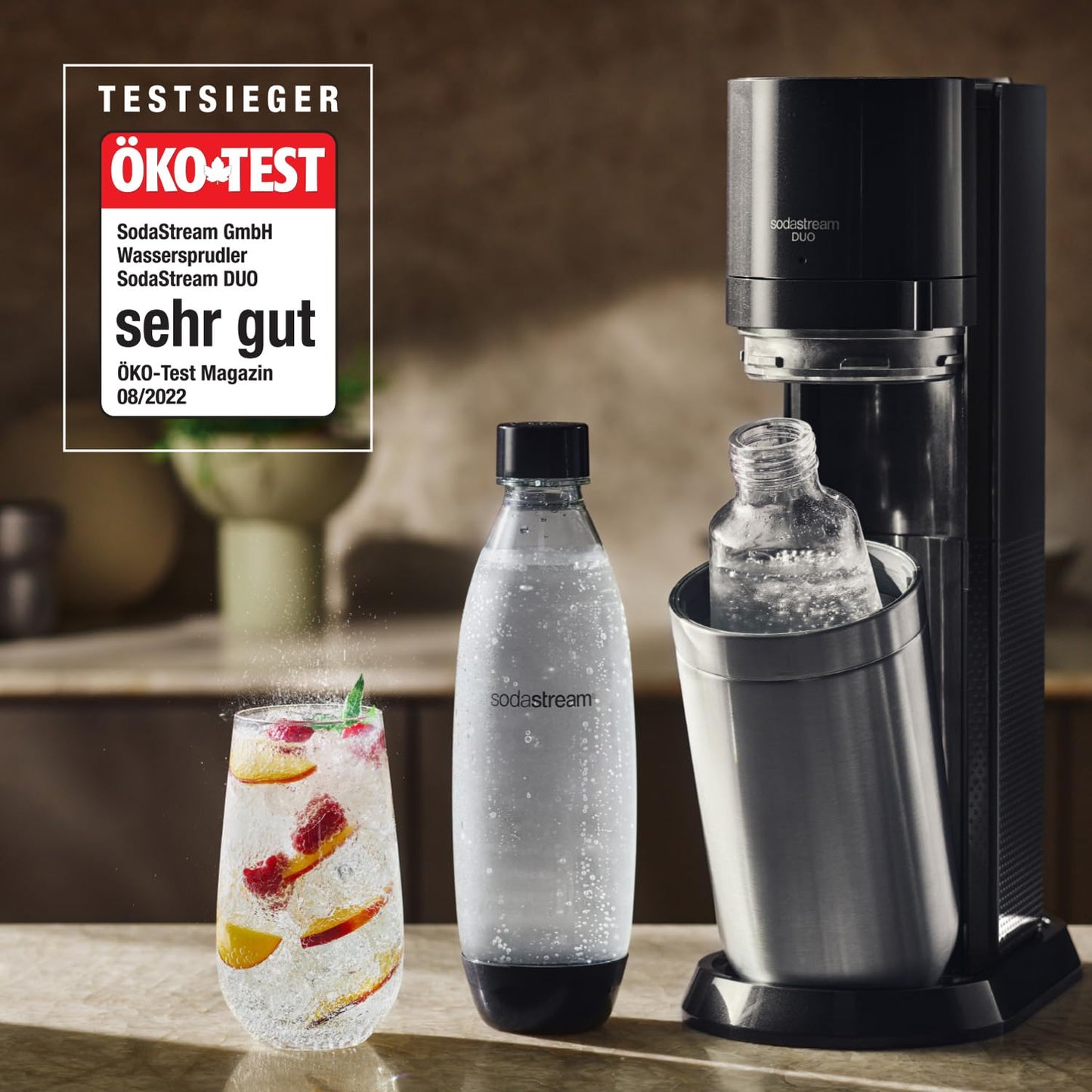 SodaStream Duo Titanium Starter Kit – Includes 2 Glass & 2 Plastic Bottles + Cylinder