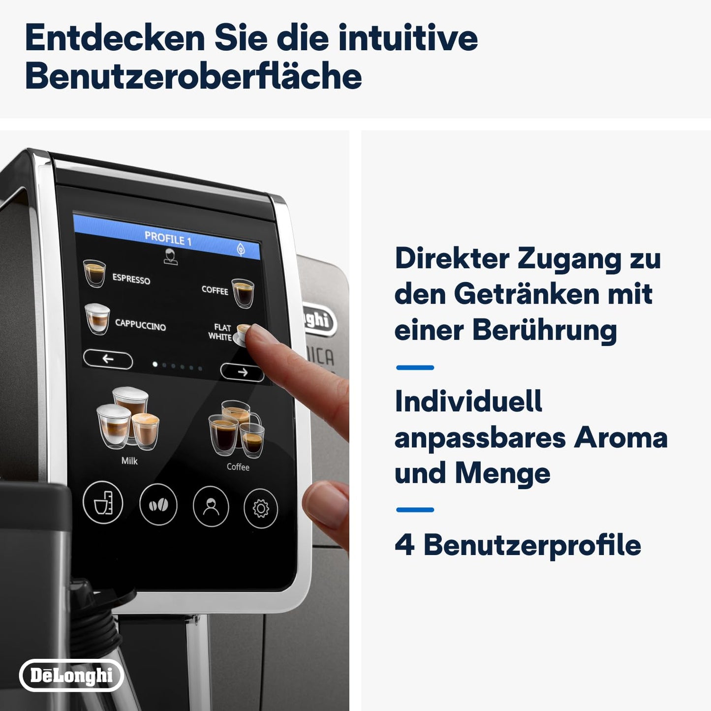 De'Longhi Dinamica Plus – 24 Recipes, LatteCrema System & 3.5" Touch Display
