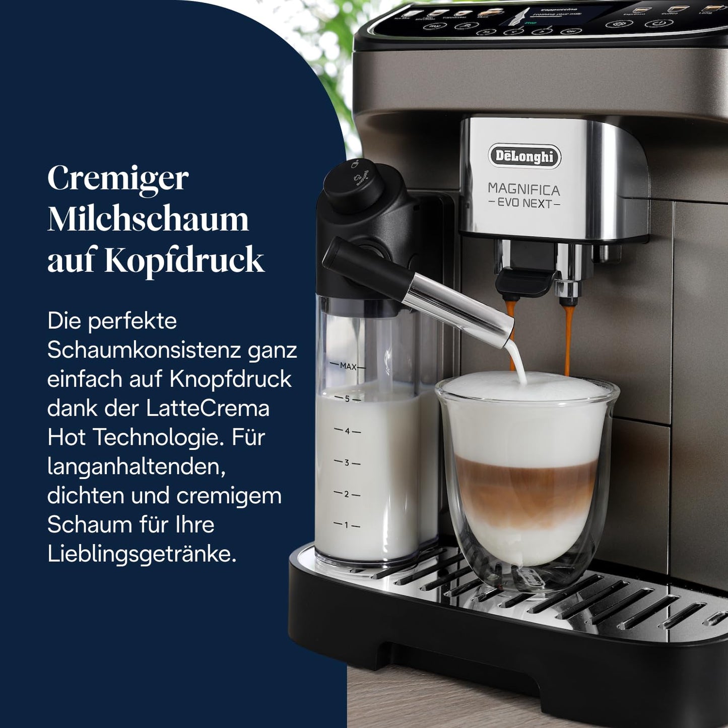 De'Longhi Magnifica Evo Next – 13 Drinks, Color Touch Display & LatteCrema