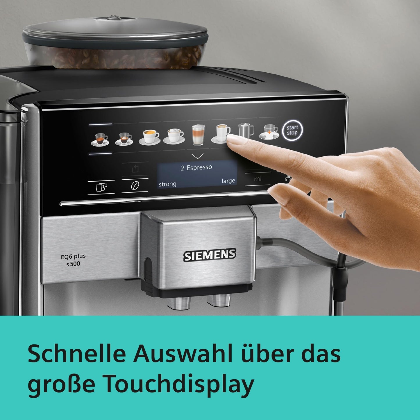 Siemens EQ.6 Plus s300 – Ceramic Grinder, Touch Display & One-Touch Milk