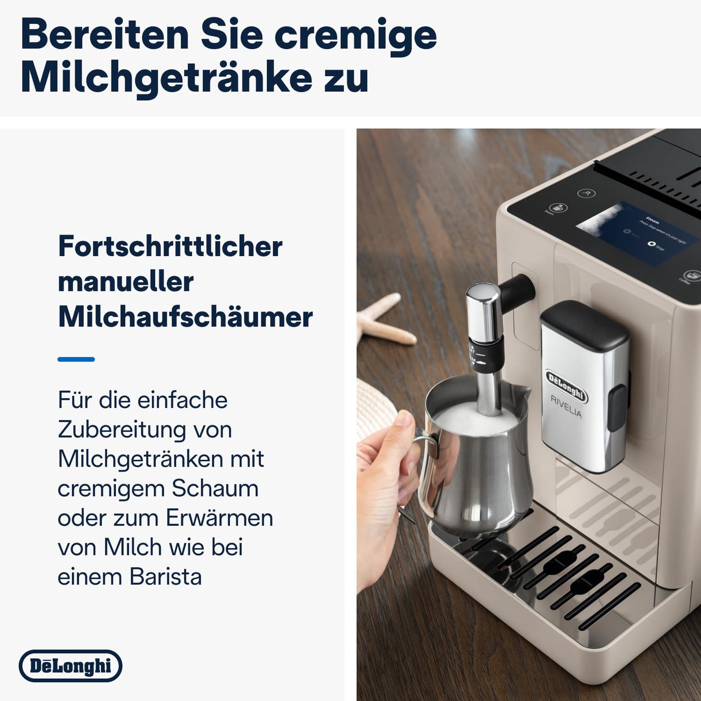 De'Longhi Rivelia – Interchangeable Bean Hopper, 16 Drinks & Touch Display