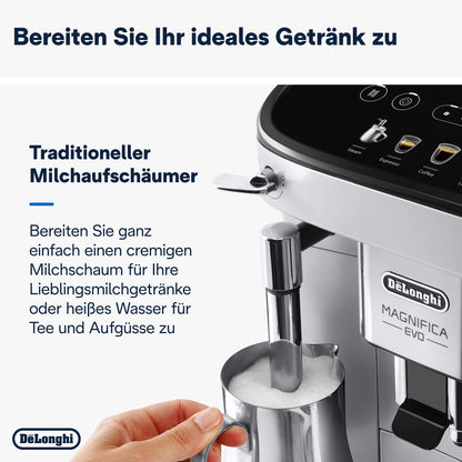 De'Longhi Magnifica Start – Manual Steam Wand, 13-Step Grinder & Soft Touch