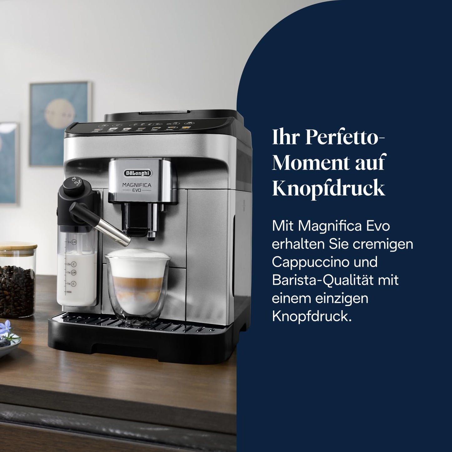 De'Longhi Magnifica Evo – One-Touch Cappuccino, Milk System & 4 Recipes